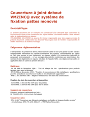 Descriptif type Pattes monovis VMZINC